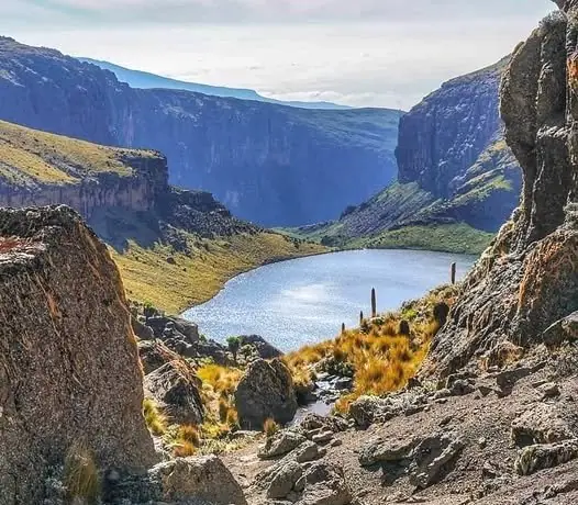 A glacial tarn among the crags of Mount Kenya